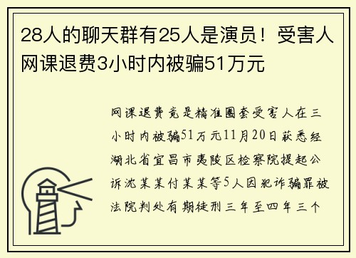 28人的聊天群有25人是演员！受害人网课退费3小时内被骗51万元